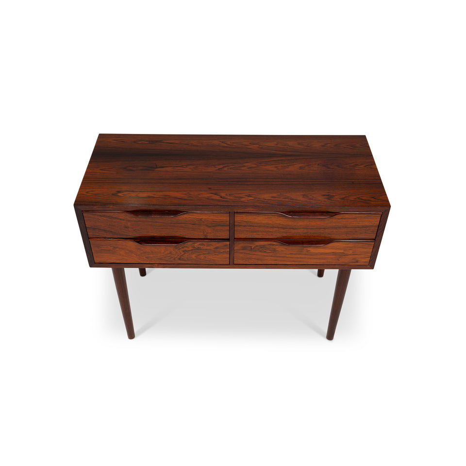 1960s Vintage Danish Mid-Century Rosewood 4-Drawer Nightstand / Accent Table
