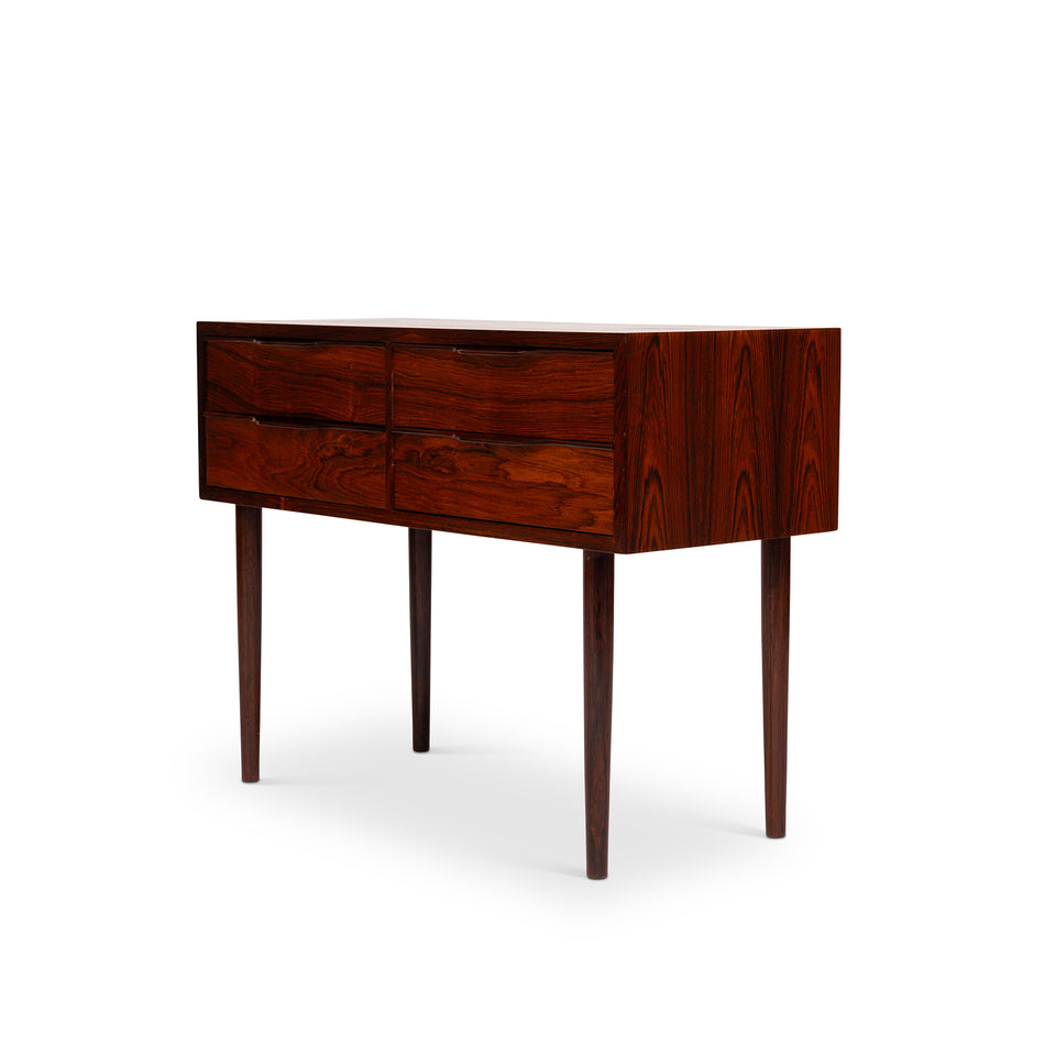 1960s Vintage Danish Mid-Century Rosewood 4-Drawer Nightstand / Accent Table
