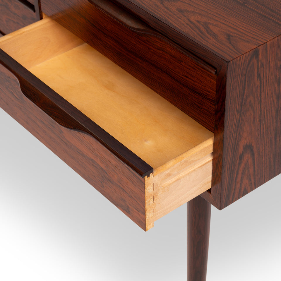 1960s Vintage Danish Mid-Century Rosewood 4-Drawer Nightstand / Accent Table