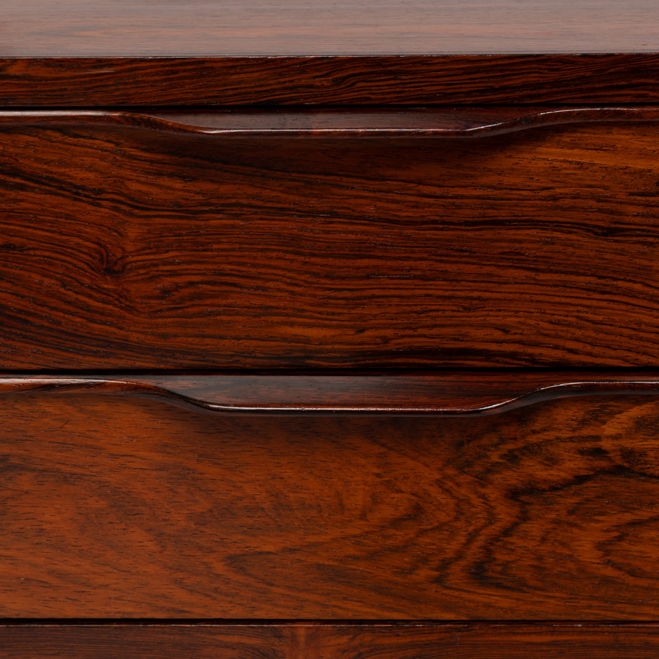 1960s Vintage Danish Mid-Century Rosewood 4-Drawer Nightstand / Accent Table