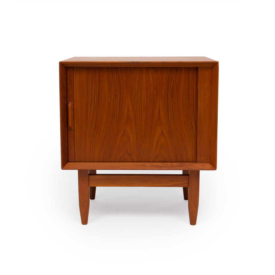 Vintage 1960s Danish Mid Century Svend Åge Madsen Teak Tambour Door Nightstands - Pair