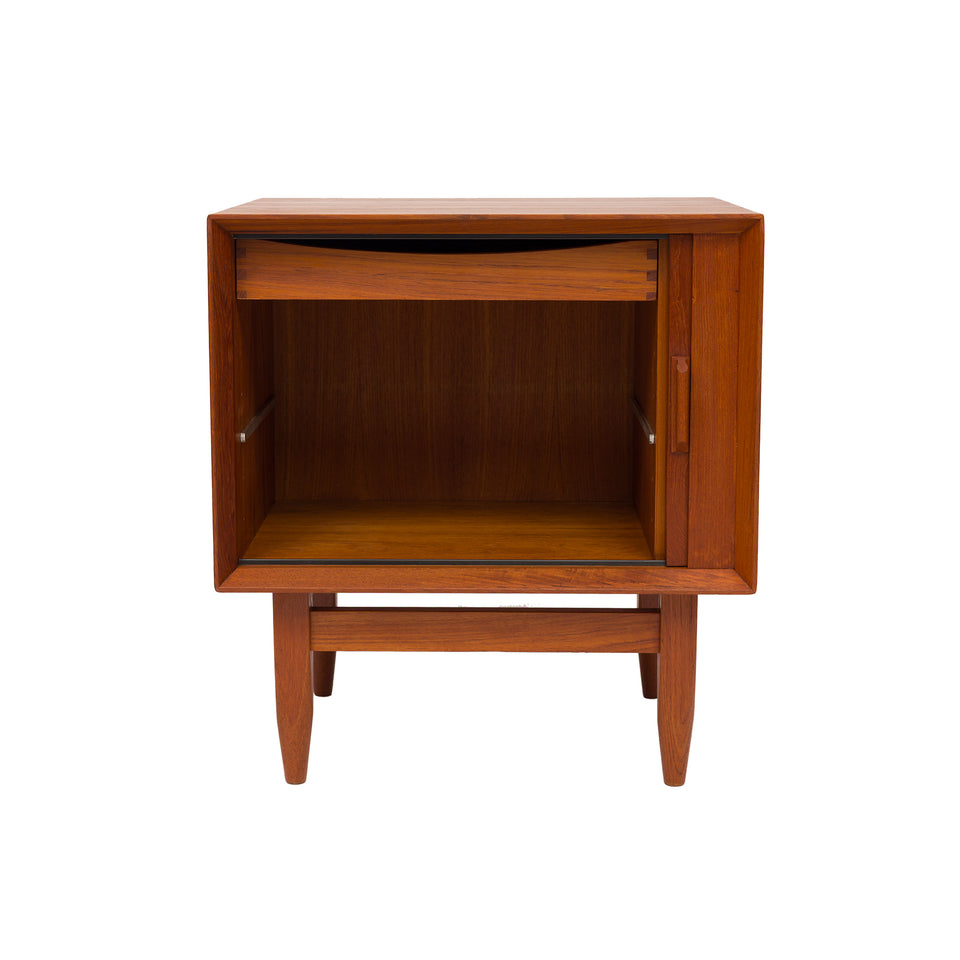Vintage 1960s Danish Mid Century Svend Åge Madsen Teak Tambour Door Nightstands - Pair