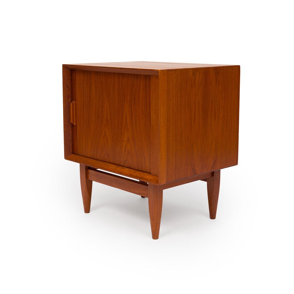 Vintage 1960s Danish Mid Century Svend Åge Madsen Teak Tambour Door Nightstands - Pair