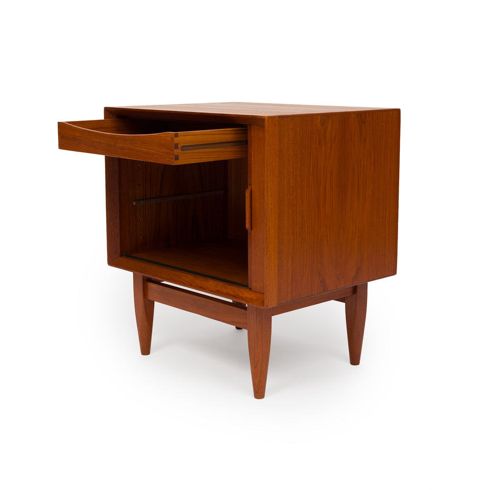 Vintage 1960s Danish Mid Century Svend Åge Madsen Teak Tambour Door Nightstands - Pair