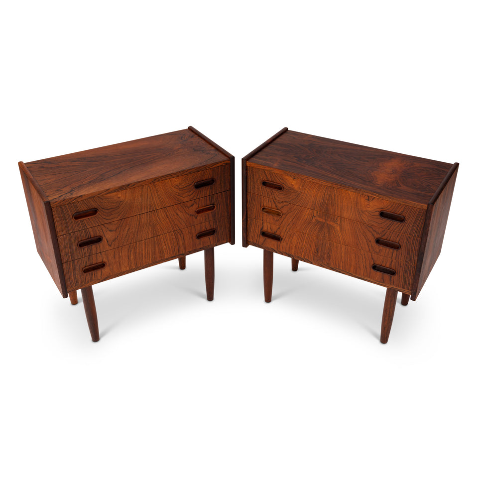 Vintage Danish Mid-Century Rosewood Nightstands/Side tables (Pair)