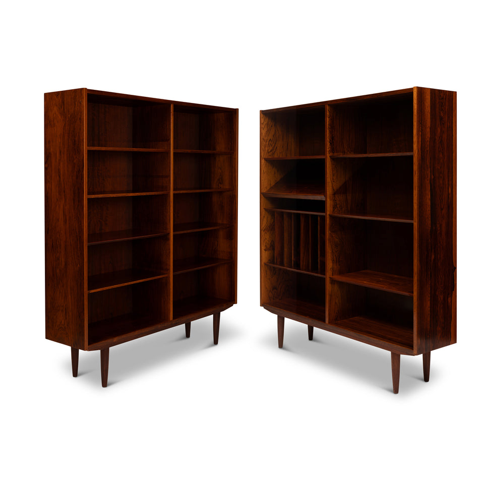 Vintage Danish Mid Century Rosewood Bookcases — Matching Pair