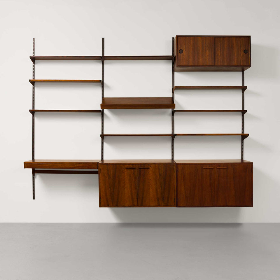Vintage Kai Kristiansen's FM Reolsystem Shelving System in Rosewood 1960s w/Cabinets