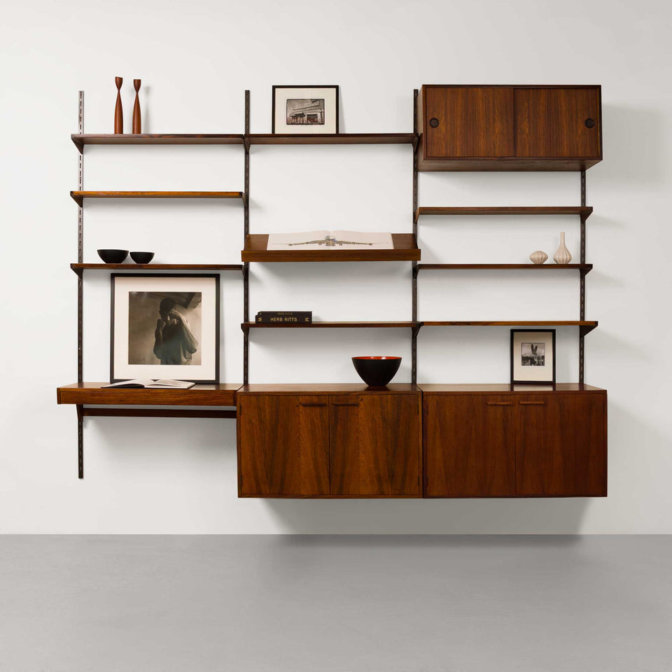 Vintage Kai Kristiansen's FM Reolsystem Shelving System in Rosewood 1960s w/Cabinets