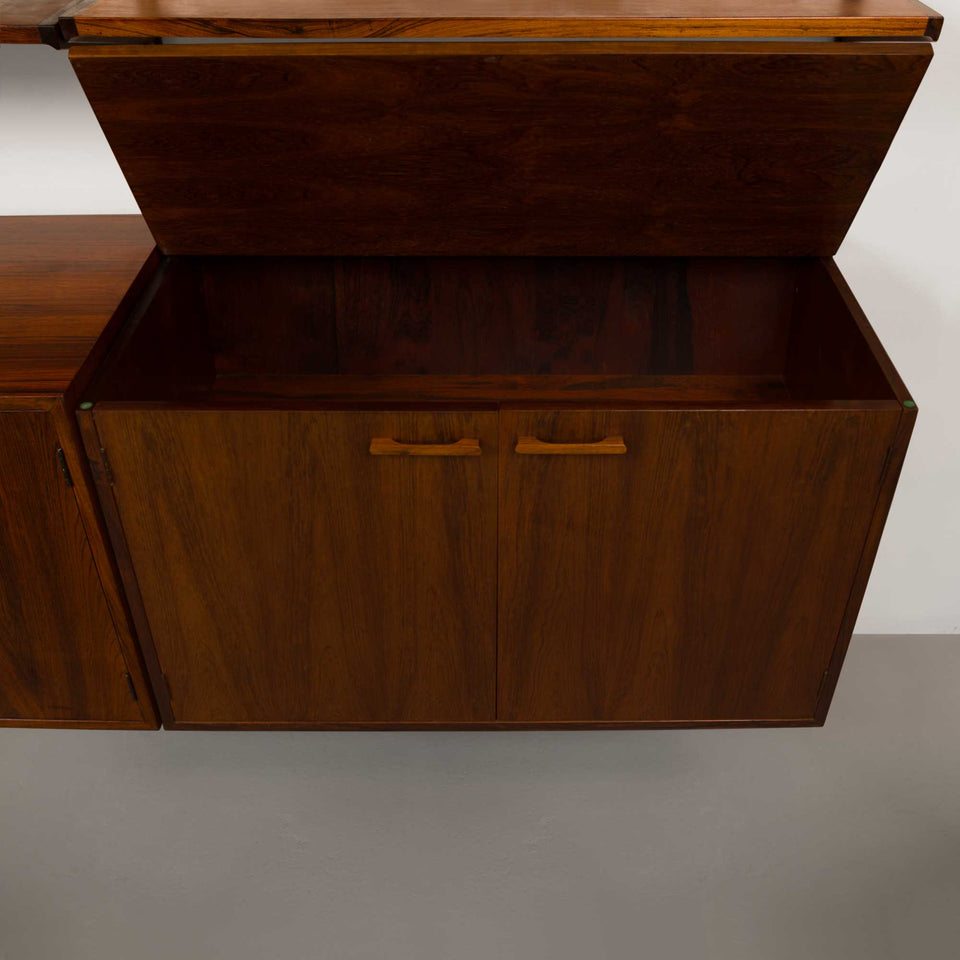Vintage Kai Kristiansen's FM Reolsystem Shelving System in Rosewood 1960s w/Cabinets