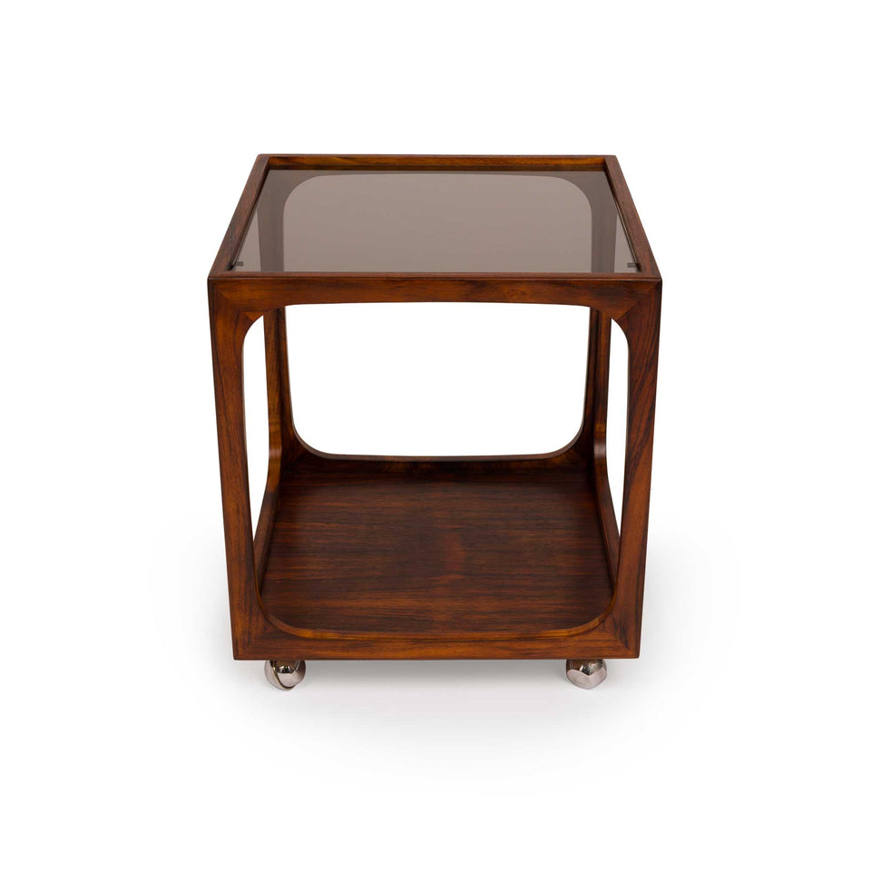 1960s Walter Wirz Rosewood & Glass Cube Table for Wilhelm Renz