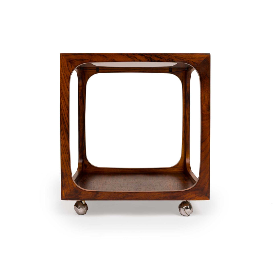 1960s Walter Wirz Rosewood & Glass Cube Table for Wilhelm Renz