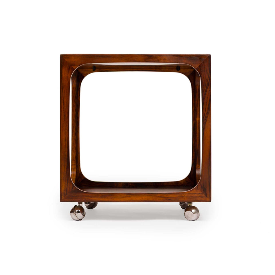 1960s Walter Wirz Rosewood & Glass Cube Table for Wilhelm Renz