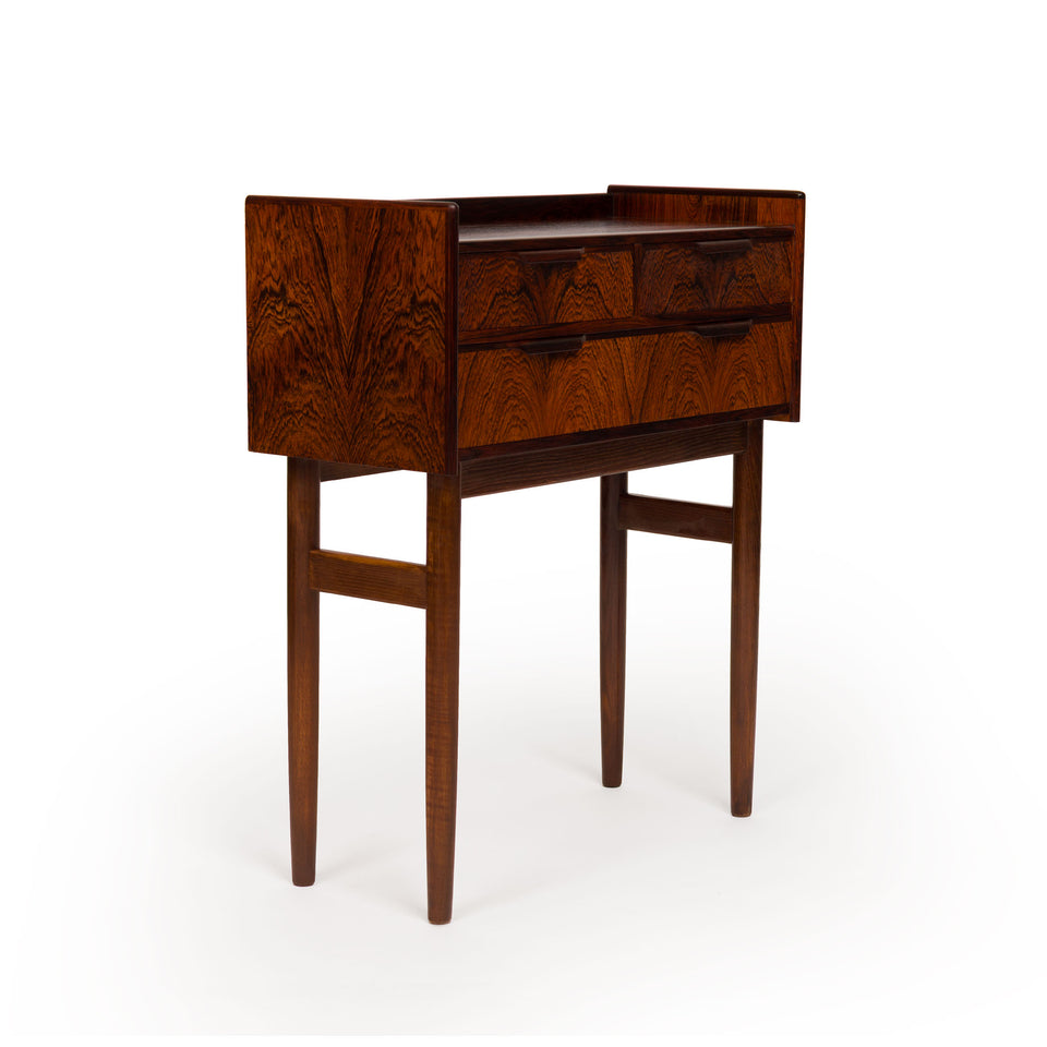 Vintage Danish Mid-Century Three Drawer Rosewood Nightstand