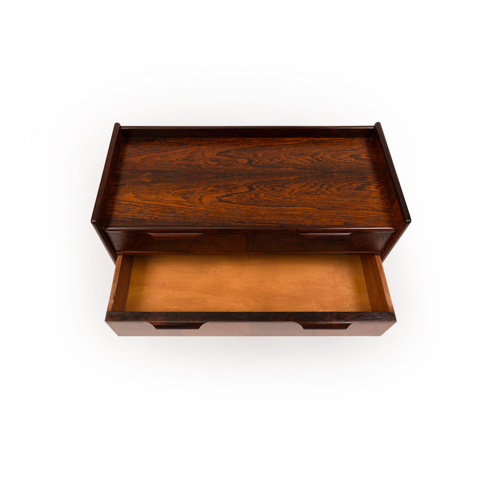 Vintage Danish Mid-Century Three Drawer Rosewood Nightstand