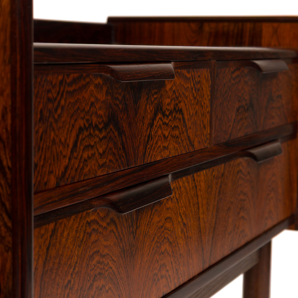 Vintage Danish Mid-Century Three Drawer Rosewood Nightstand