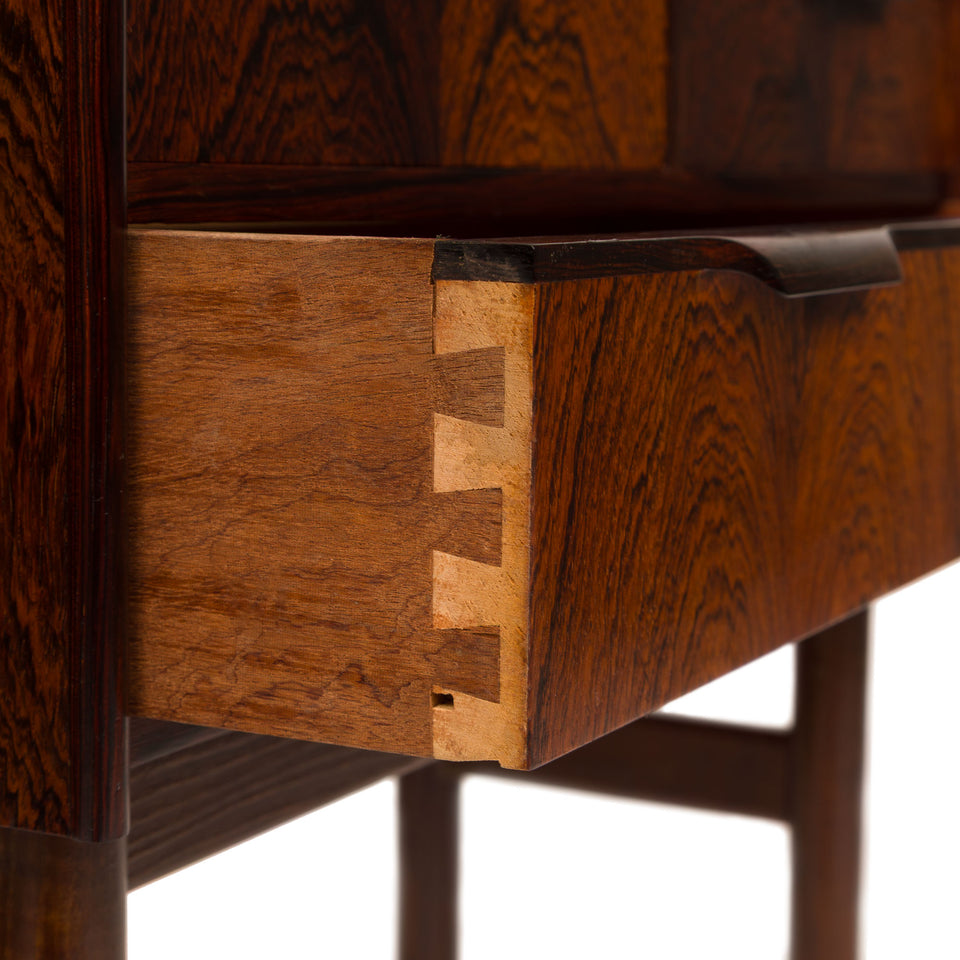 Vintage Danish Mid-Century Three Drawer Rosewood Nightstand