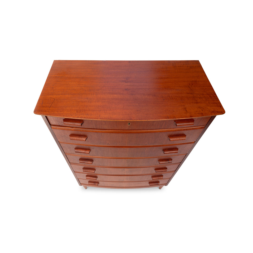 Vintage Danish Mid-Century Seven-Drawer Teak Tallboy Dresser 1960s