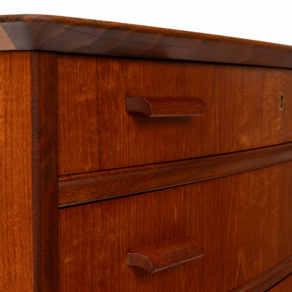 Vintage Danish Mid-Century Seven-Drawer Teak Tallboy Dresser 1960s