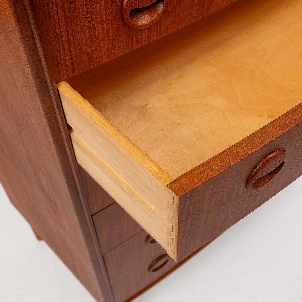 1960s Vintage Danish Mid-Century Teak Tallboy Dresser