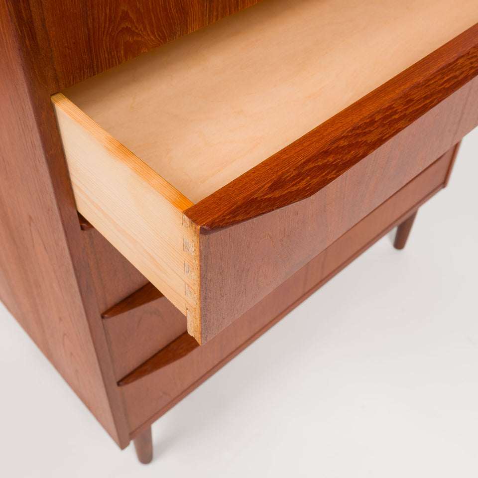 Vintage Danish Mid-Century Six-Drawer Teak Tallboy Dresser 1960s