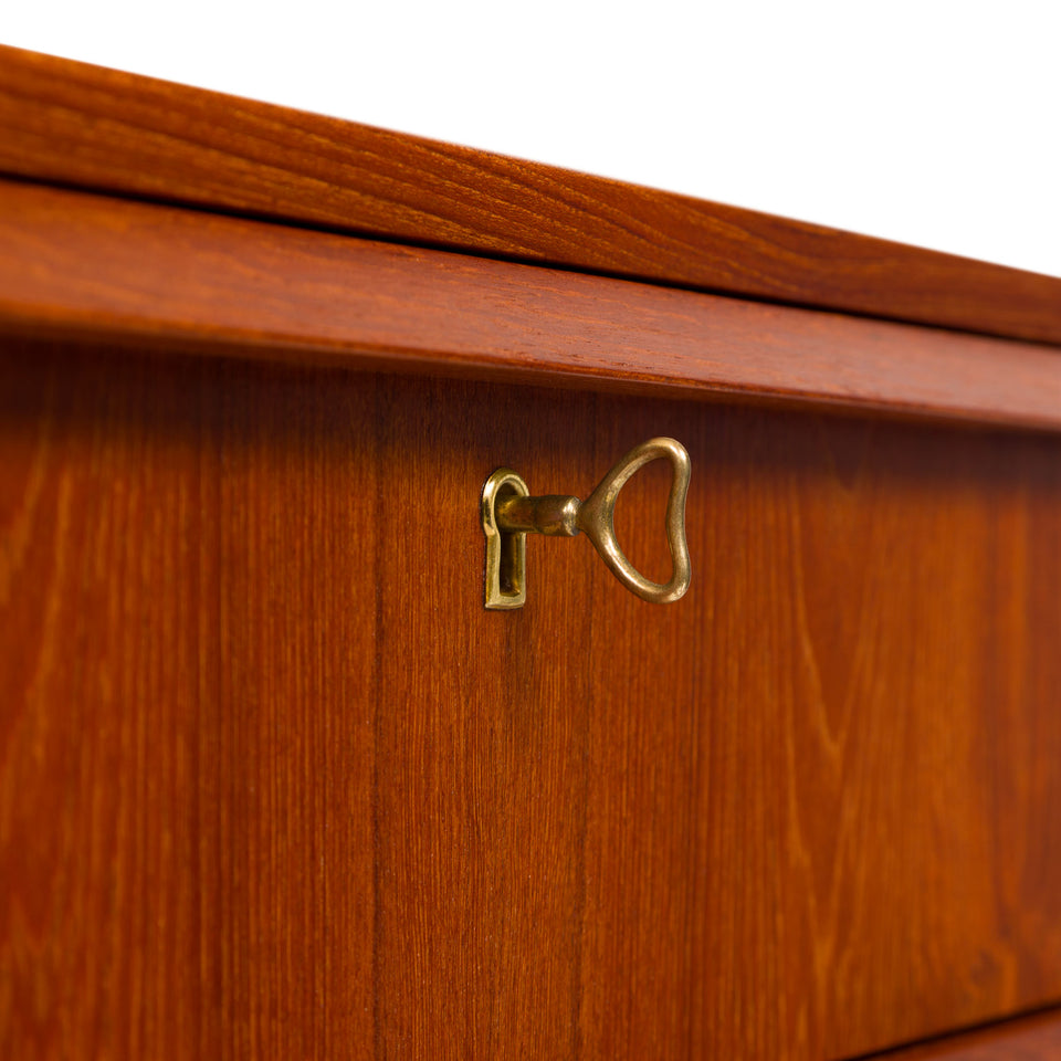 Vintage Danish Mid-Century Six-Drawer Teak Tallboy Dresser 1960s