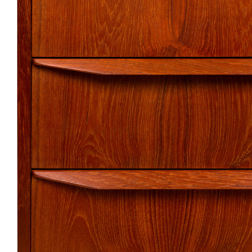 Vintage Danish Mid-Century Six-Drawer Teak Tallboy Dresser 1960s