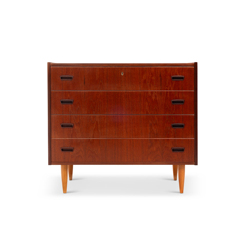 Vintage Danish Mid-Century Modern Four Drawer Lowboy Dresser