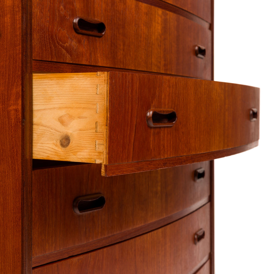 Vintage Danish Mid-Century Teak Six Drawer Tallboy Dresser