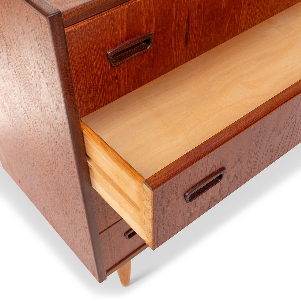 Vintage Danish Mid-Century Modern Four Drawer Lowboy Dresser