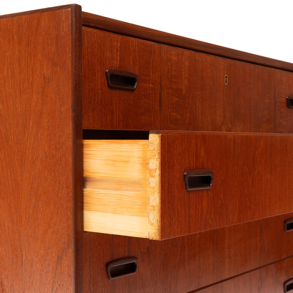 Vintage Danish Mid-Century Modern Four Drawer Lowboy Dresser
