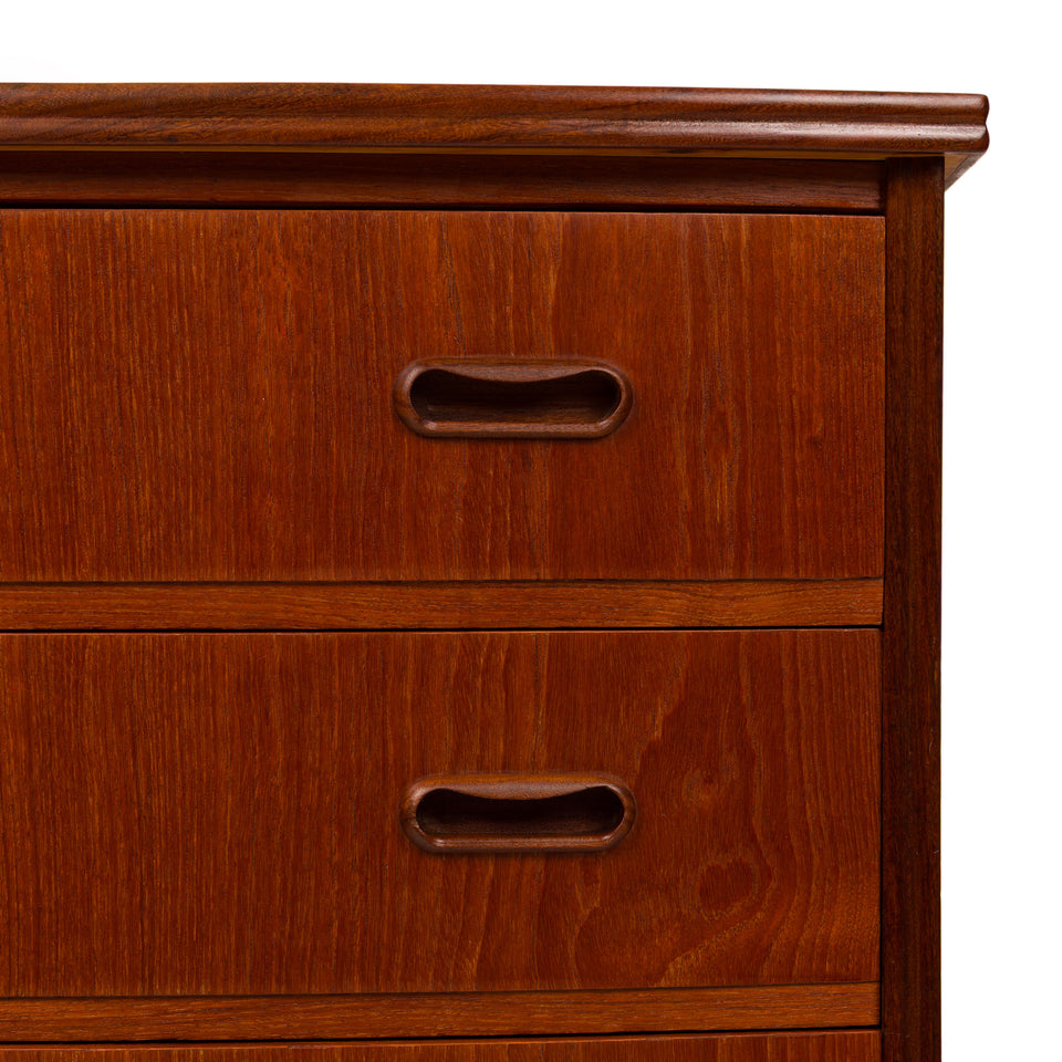 Vintage Danish Mid-Century Teak Six Drawer Tallboy Dresser