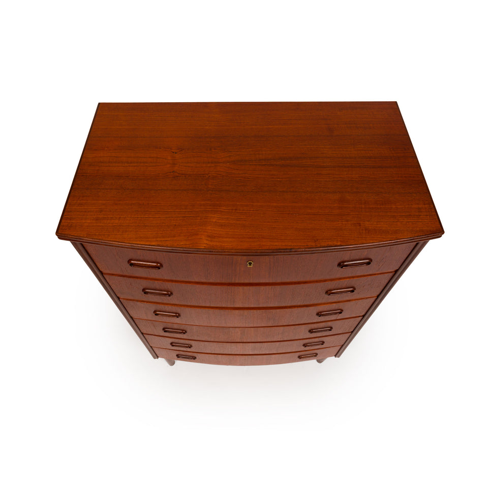 Vintage Danish Mid-Century Teak Six Drawer Tallboy Dresser