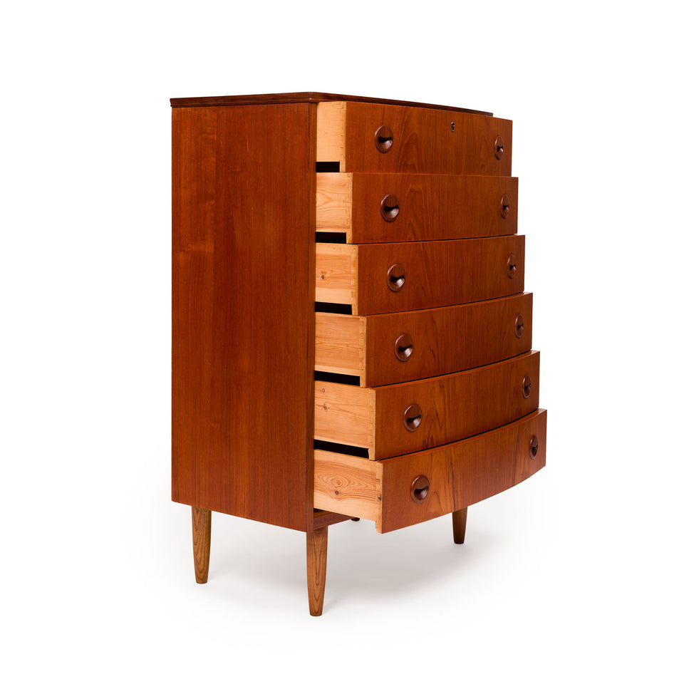 Vintage Danish Mid-Century Six-Drawer Teak Tallboy Dresser 1960s
