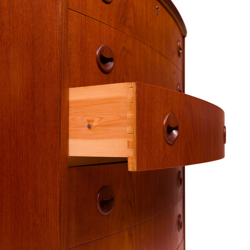 Vintage Danish Mid-Century Six-Drawer Teak Tallboy Dresser 1960s