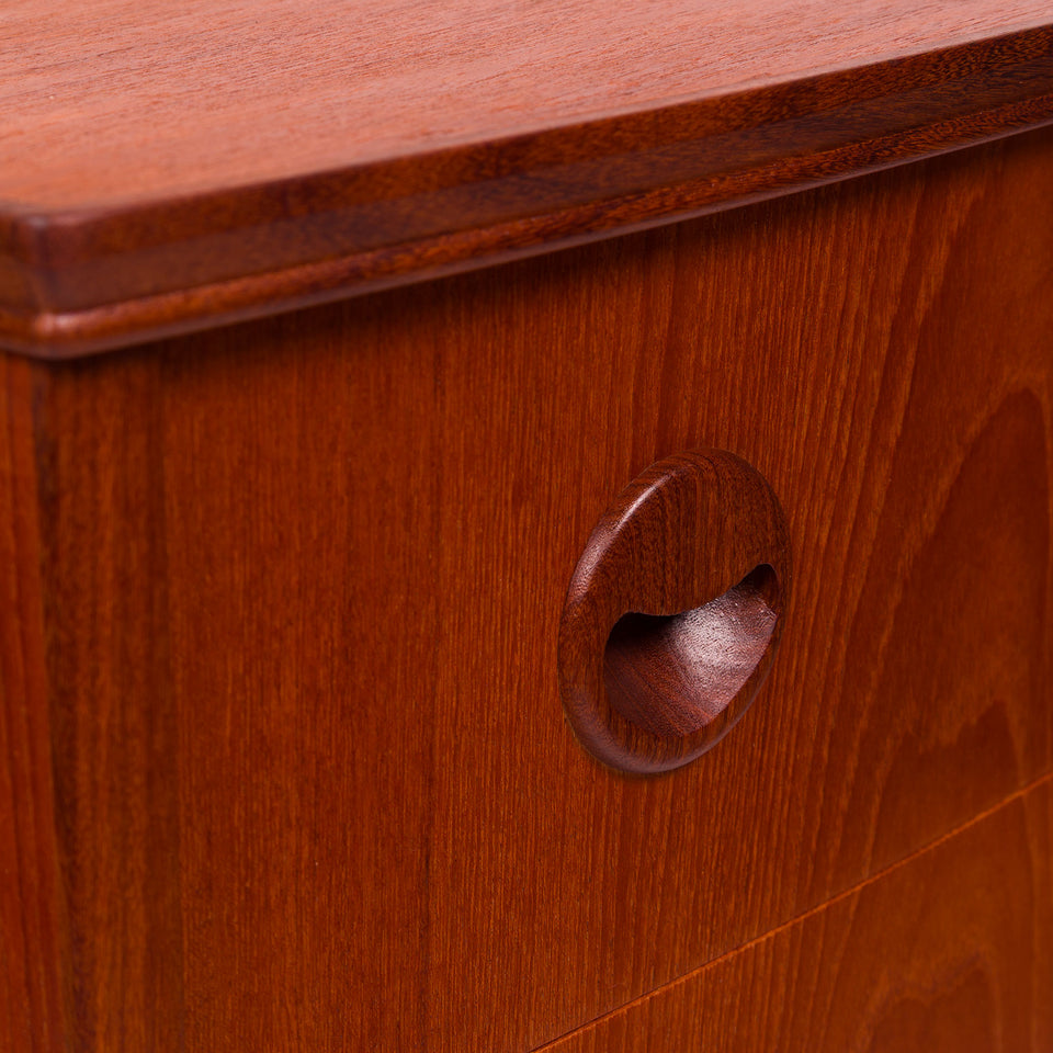 Vintage Danish Mid-Century Six-Drawer Teak Tallboy Dresser 1960s