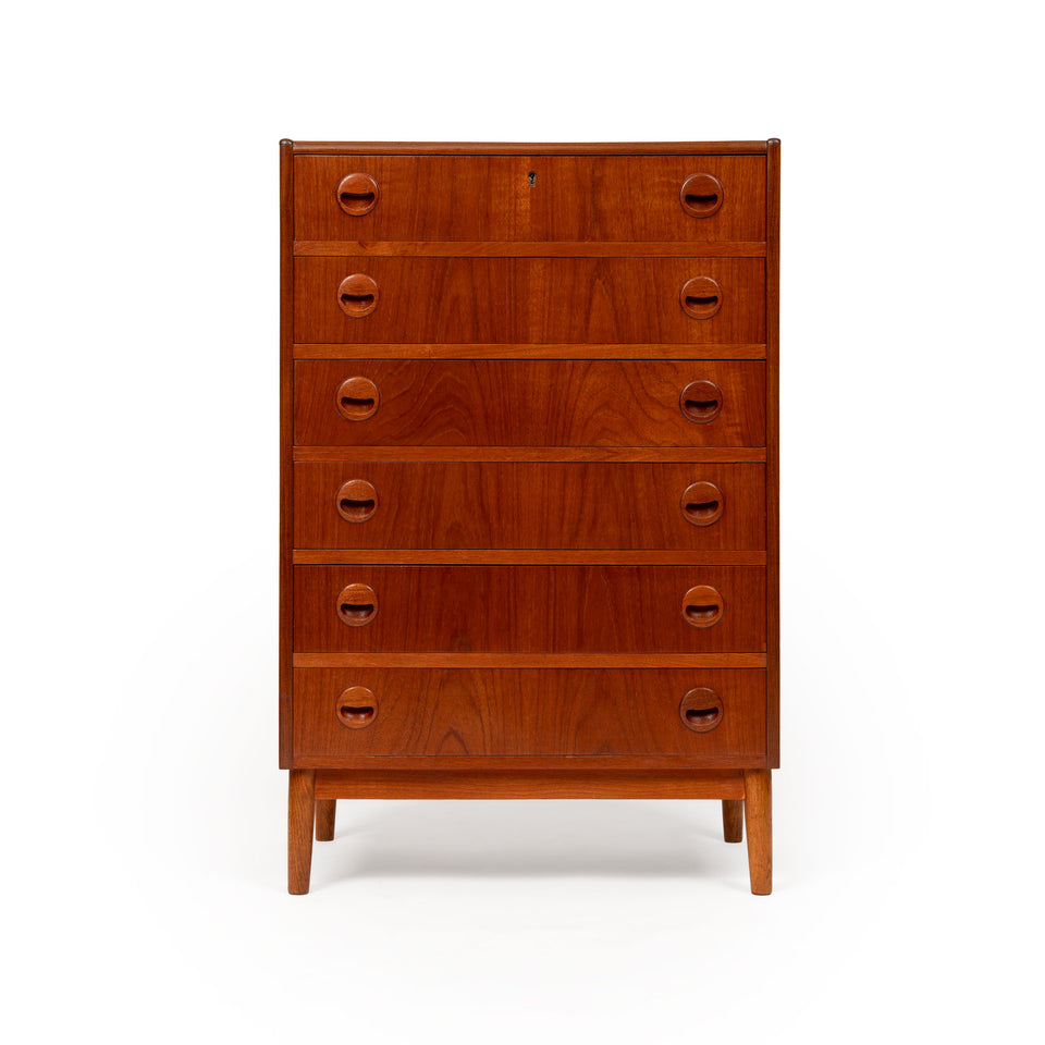 Vintage Danish Mid-Century Teak Six Drawer Dresser