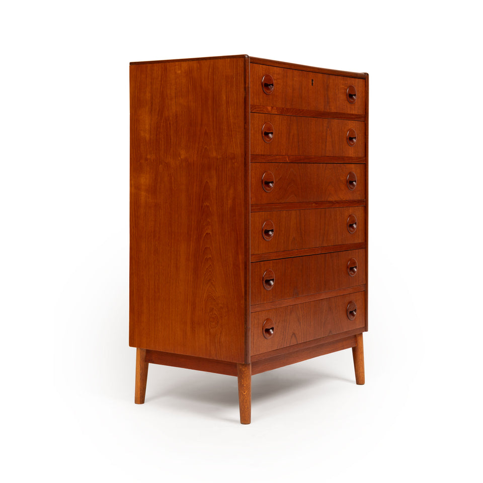 Vintage Danish Mid-Century Teak Six Drawer Dresser