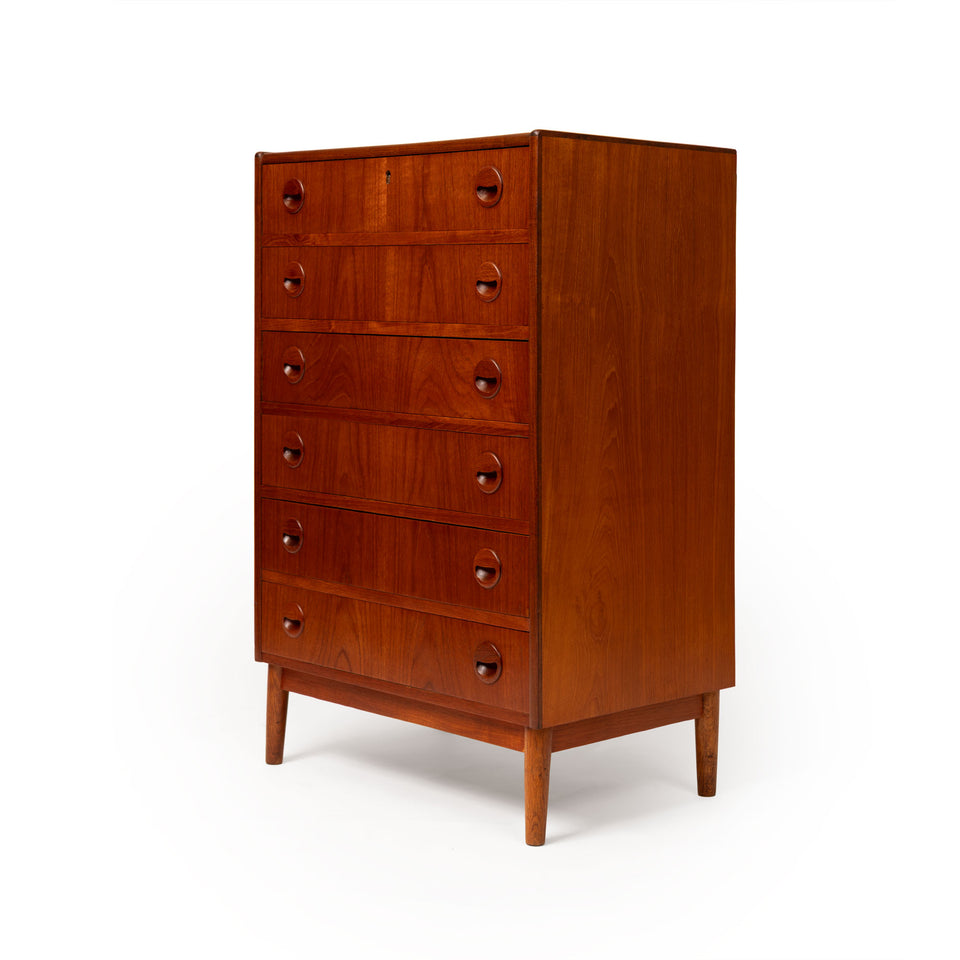 Vintage Danish Mid-Century Teak Six Drawer Dresser