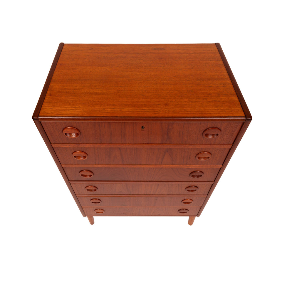 Vintage Danish Mid-Century Teak Six Drawer Dresser