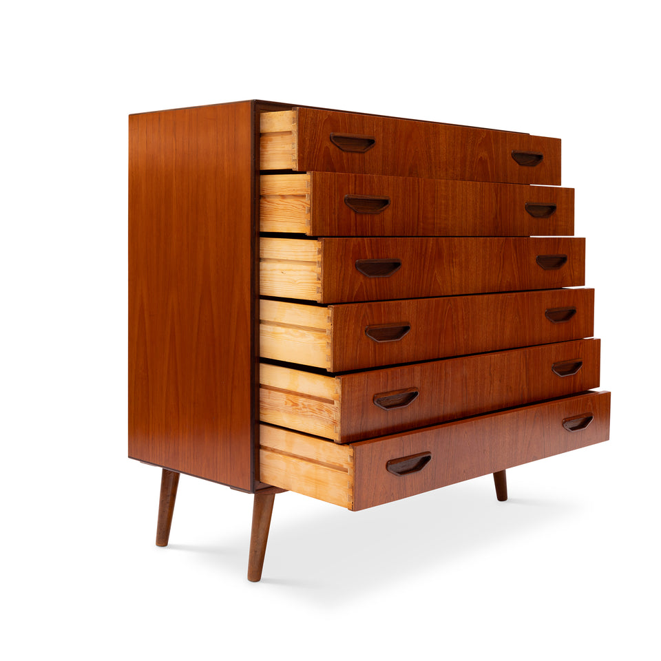 Vintage Danish Mid-Century Six Drawer Teak Dresser
