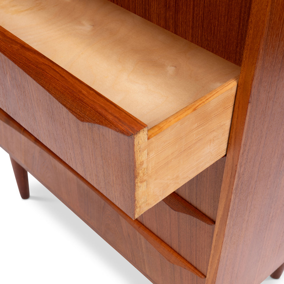 Vintage Danish Mid-Century Teak Six Drawer Tallboy Dresser 1960s