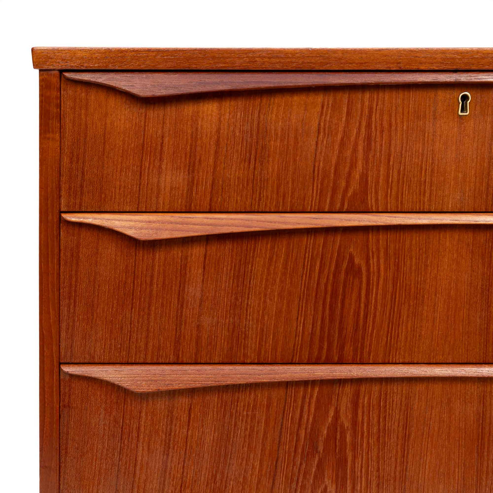Vintage Danish Mid-Century Teak Six Drawer Tallboy Dresser 1960s