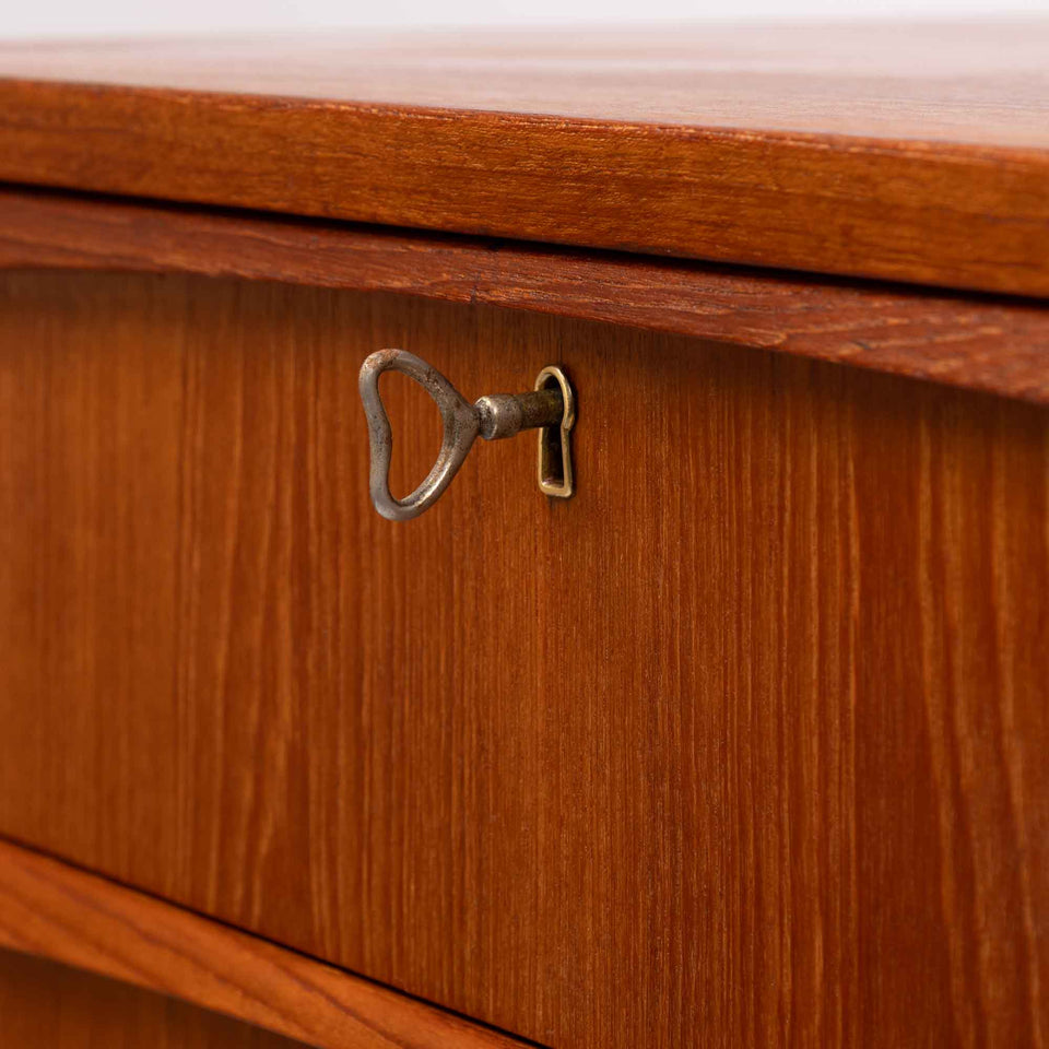 Vintage Danish Mid-Century Teak Six Drawer Tallboy Dresser 1960s