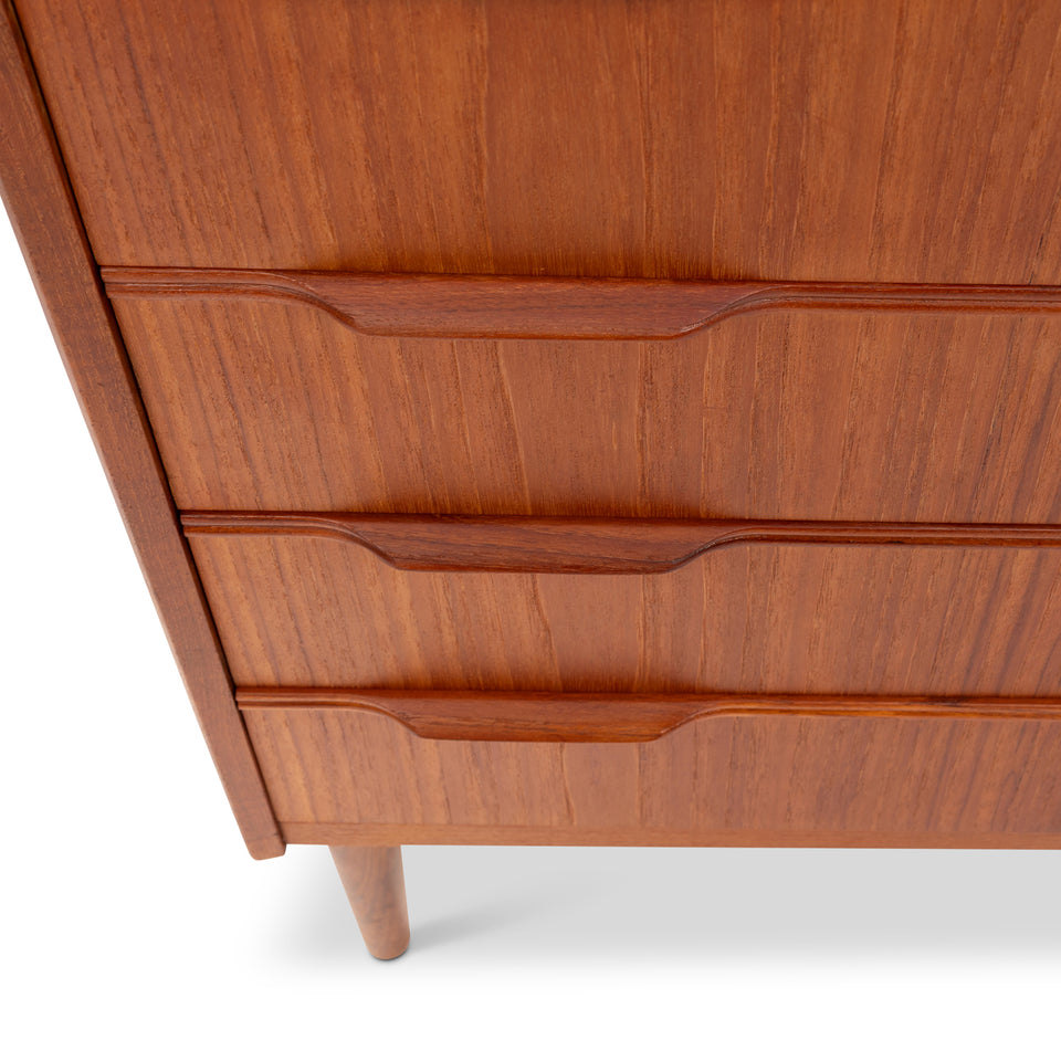 Vintage Danish Mid-Century Teak 7 Drawer Tallboy Dresser 1960s