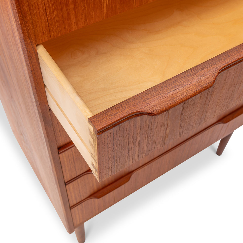 Vintage Danish Mid-Century Teak 7 Drawer Tallboy Dresser 1960s