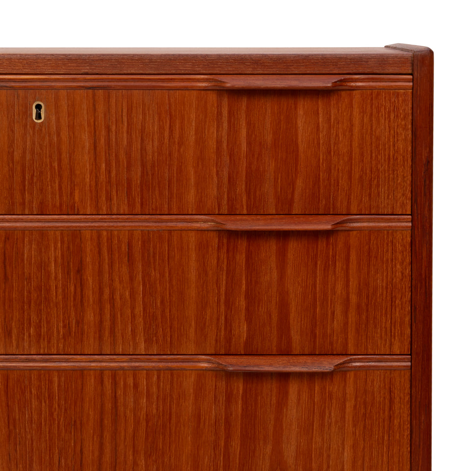Vintage Danish Mid-Century Teak 7 Drawer Tallboy Dresser 1960s