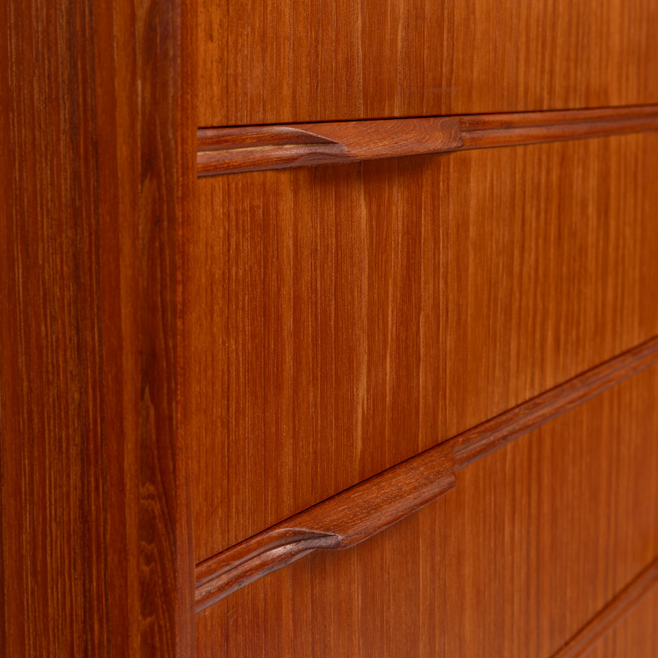 Vintage Danish Mid-Century Teak 7 Drawer Tallboy Dresser 1960s
