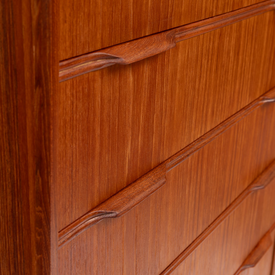 Vintage Danish Mid-Century Teak 7 Drawer Tallboy Dresser 1960s