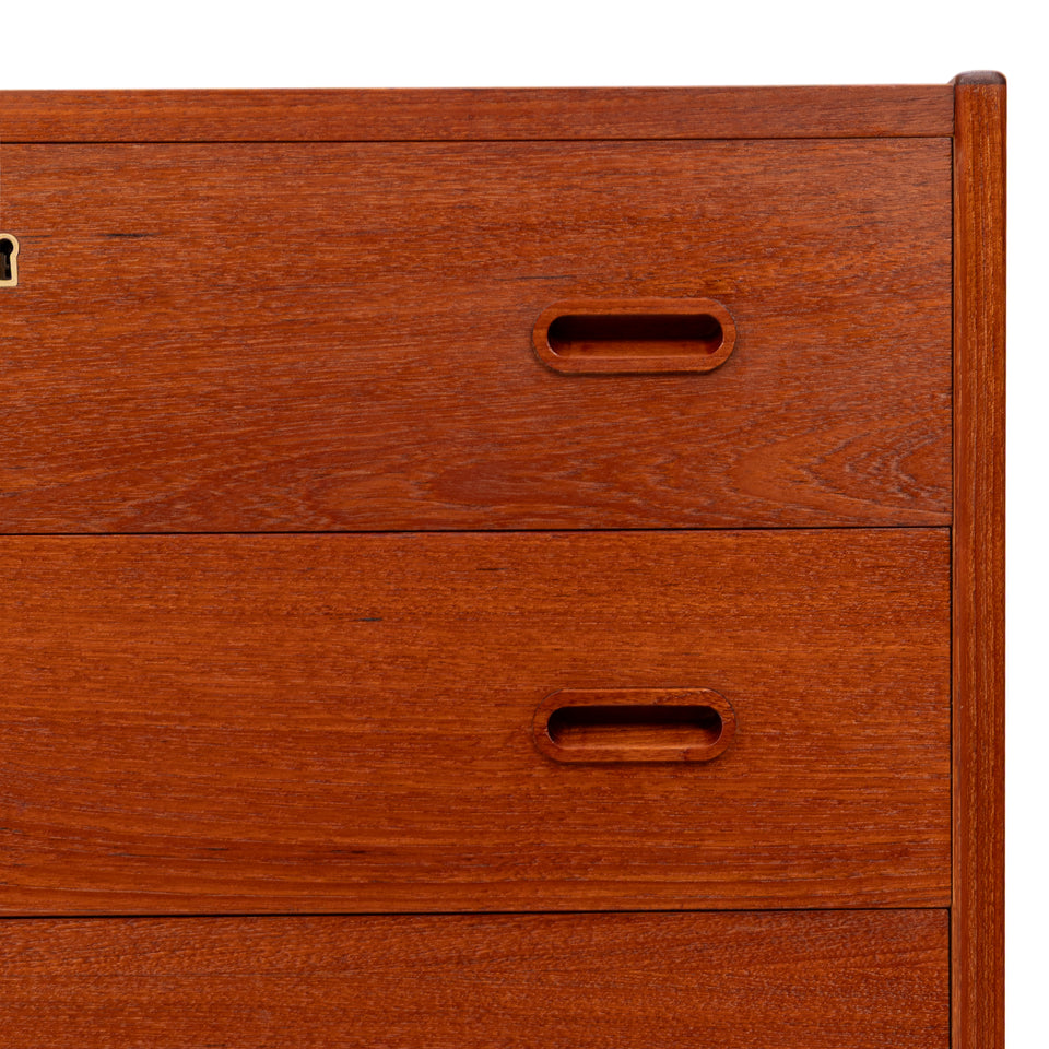 Vintage Danish Mid-Century Six-Drawer Teak Tallboy Dresser 1960s