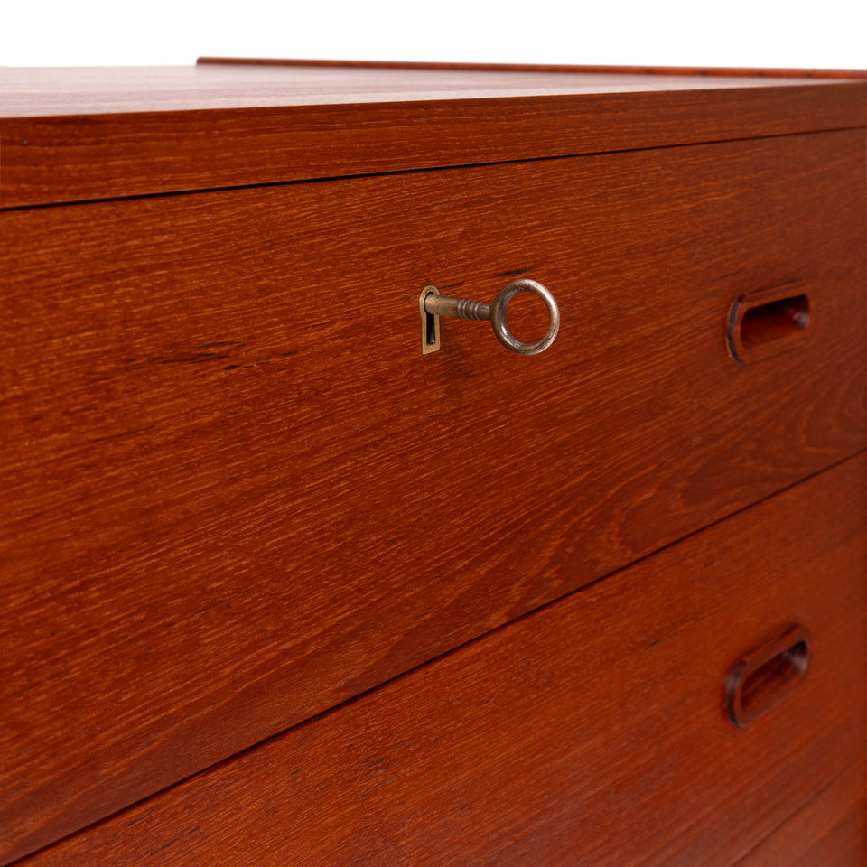 Vintage Danish Mid-Century Six-Drawer Teak Tallboy Dresser 1960s